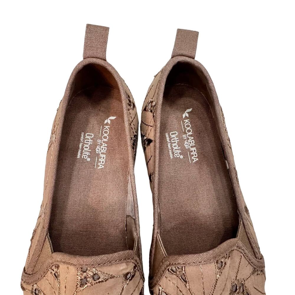 Koolaburra by Ugg Ortholite Amiah Slip On Embroidered Floral Flats Size 7 Tan - Picture 7 of 11